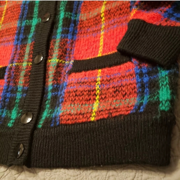 Vintage Tartan Plaid Red blue green Button Cardigan - Picture 16 of 16